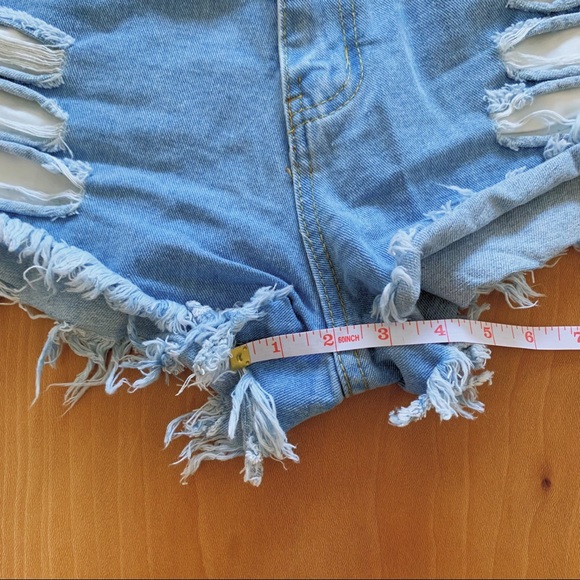 ✨ Distressed Denim High Waist Shorts - S/27 - Picture 10 of 11